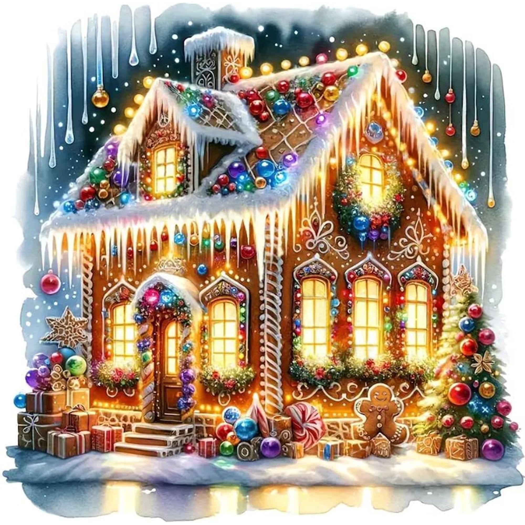 5D Diamond Art Kits for Adults,Christmas Colorful House Diamond Art for Beginner,DIY Full Drill Rhinestone Diamond Dots Gem Painting Art Craft Home Decor 12 x12 Inch