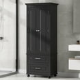 thumbnail image 6 of Tcbosik Bathroom Cabinet, 62.5 inch Storage Cabinet with Adjustable Shelf and 2 Drawers, Freestanding Linen Cabinet for Living Room, Kitchen, Easy Assembly, Black, 6 of 10