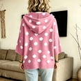 thumbnail image 7 of Domzest Womens Oversized Hooded Knit Sweater V Neck 3/4 Sleeve Drawstring Hoodies 2026 Fall Casual Lightweight Pullover Sweater Plus Size Pink L, 7 of 7