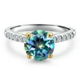 thumbnail image 3 of Gem Stone King 10K Two Tone Gold Millennium Blue Mystic Topaz and Lab Grown Diamond Engagement Ring for Women | 2.20 Cttw | Round 8MM | Gemstone November Birthstone | Size 5, 3 of 6