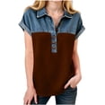 thumbnail image 6 of Agkizg Girls Faux Denim Button Down Shirt Short Sleeve Collared Top for Kids Casual Summer T-Shirt, Sizes 12-13 Years, 6 of 6
