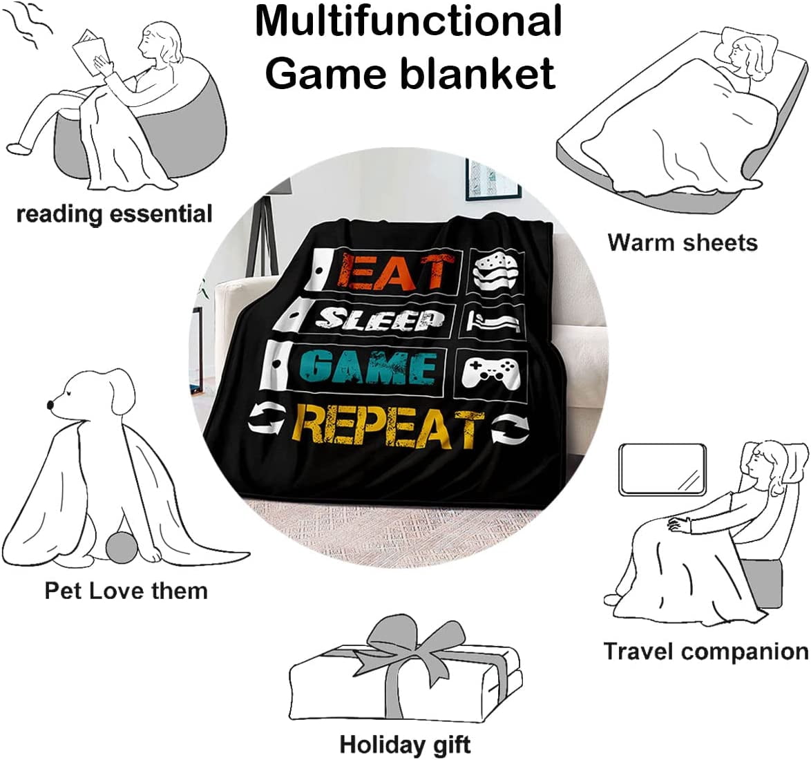 Gaming Blanket for Boys Fleece Cozy Gamer Gift Throw Blanket Gaming Video Games Bed Blanket for Teens Kids Game Room Decor Plush Blanket for Suit for Bedroom Couch Birthday Gift(80''X60'')