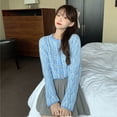 thumbnail image 5 of PIKADINGNIS Korean Short Elegant Cardigans Women Sweater Single Breasted O-neck Knitted Jumpers Spring Retro Long Sleeve Cardigan, 5 of 6