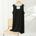thumbnail image 2 of Elainilye Fashion Women's Pajamas Nightdress with Chest Pad Plain Casual Round-Neck Regular Sleeveless Sleepwear Sleepshirts,Black, 2 of 4