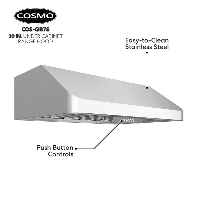 30 in. 500 CFM Ducted Under The Cabinet Range Hood with LED Lights in