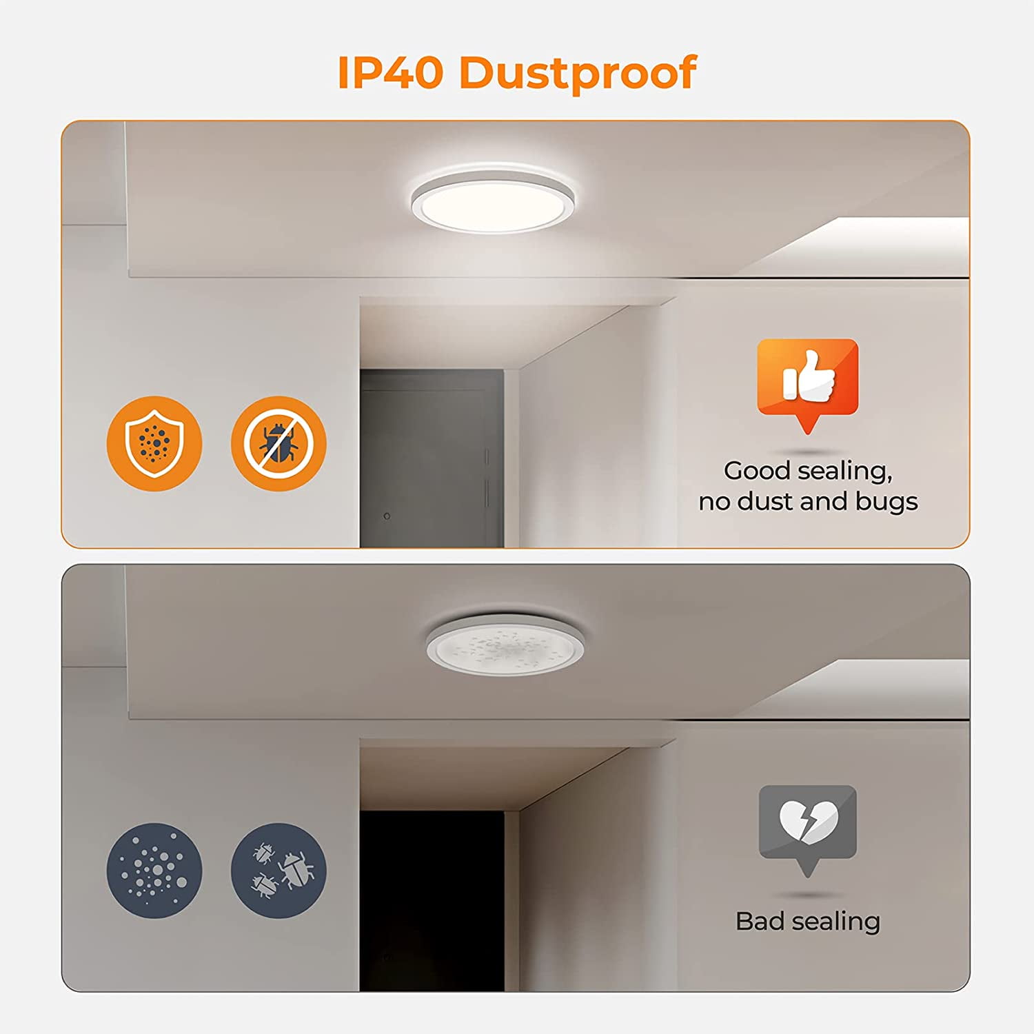 RGHJAR-LED Flush Mount Ceiling Light, 12 Inch 24W 3000K/4000K/5000K Hardwire Light Fixture, Ultra Thin Round White Lamp for Kitchen Porch Bedroom Hallway Stairwell Basement, Non-dimmable 1 Pack