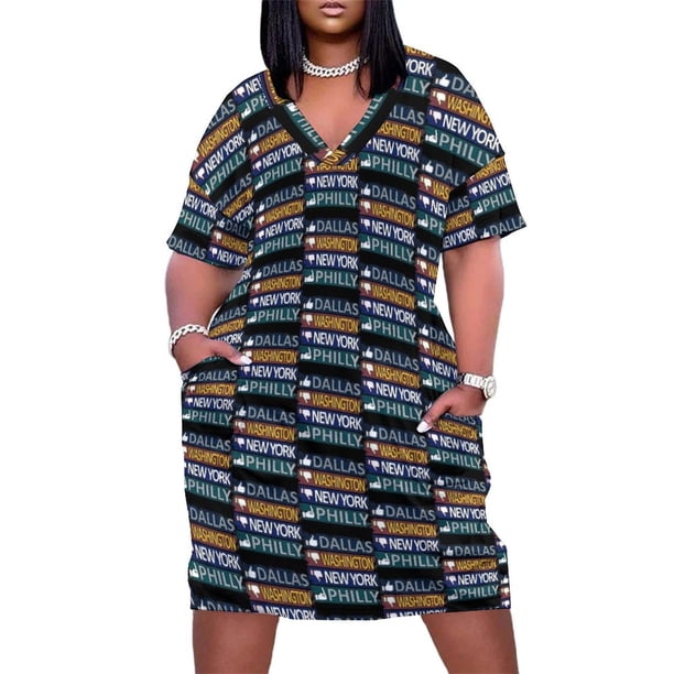 Vestido holgado con bolsillos de aficionado al fútbol de Dallas City. Vestido de noche para mujer. Ropa sensual para mujer.
