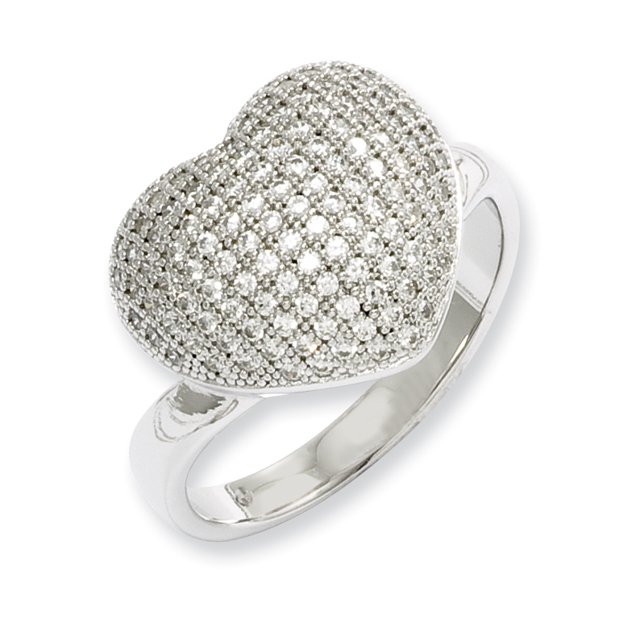 Bague Coeur Brillant en Argent Sterling & CZ Taille 7