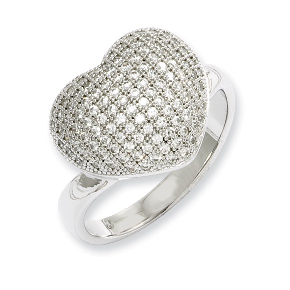 Sterling Silver & CZ Brilliant Embers Polished Heart Ring Size 7
