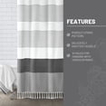 thumbnail image 3 of Boho Sage Green Shower Curtain for Bathroom Stripe Tassel Shower Curtain 72 X 72 Inches Farmhouse Cotton, 3 of 6