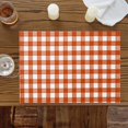 thumbnail image 4 of Orange White Buffalo Checker Placemats Set of 4,Wipeable Washable Table Mats for Dining Tables, Classic Lattice Plaid Place Mats for Kitchen Event Party Tabletop Decor, 4 of 9
