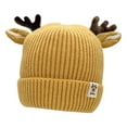 thumbnail image 2 of Hemlock Christmas Hats for Kids, Baby Woolen Hats Baby Antlers Christmas Hats Children's Knitted Hats Warm Hats, Yellow, 2 of 2