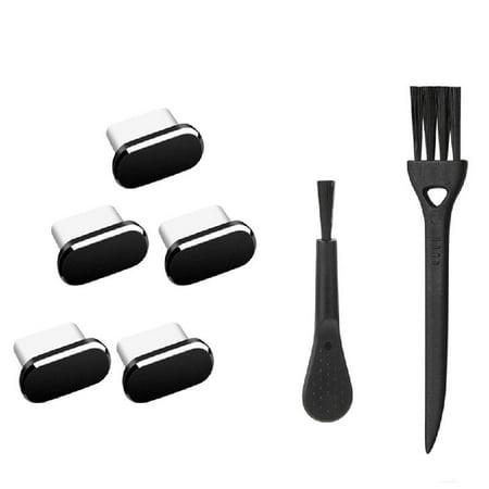 5Pcs USB C Plug with Brushes for Phone 16 15 Series S25 Type-C Charging Port Protector Covers