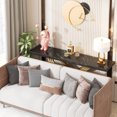 thumbnail image 3 of Tribesigns 55 Inches Console Table, Modern Narrow Rectangular Entryway Table, Long Sofa Table with X-Shaped Gold Metal Frame, 3 of 5