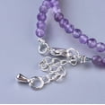thumbnail image 3 of 3pcs Natural Amethyst Beaded Necklaces with Brass Lobster Claw Clasps Faceted Round Beads, 3 of 3