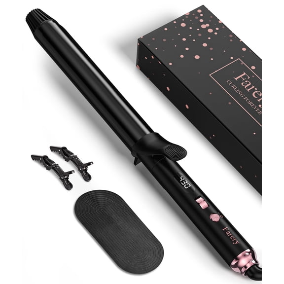 Long Barrel Curling Iron 1-1/4 inch, Extra Long Ceramic Curling Iron for Thin Hair, Black