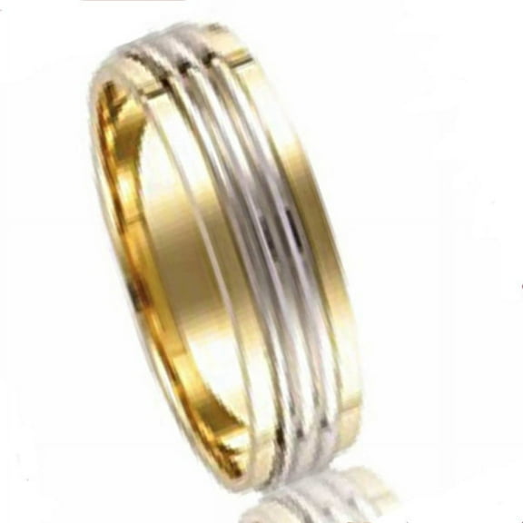 14K  White Gold Mens 5.3 mm Classic Wedding Band