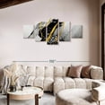 thumbnail image 2 of Elephant Stock Gold Foil Abstract Wall Art - Horizontal Multi Panel Canvas - Living Room Wall Decor - Abstract Multi Panel - Black And Gray Decor - 80" x 36", 2 of 8