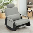 thumbnail image 1 of YODOLLA Rocking Accent Chair with Pull-out Footrest, Glider Recliner 3-Position Adjustable Backrest with Side Pocket, Dark Grey, 1 of 9