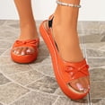 thumbnail image 6 of Elegant Women Peep Toe Flat Sandals Summer Solid Color Bow Accent Lightweight Slip on Casual Outdoor Dress Shoes Orange 9.5(43), 6 of 9