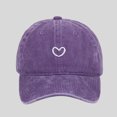 thumbnail image 2 of Lispipm Women Men Washed Cotton Plain Baseball Cap Embroidery Heart Adjustable Dad Hats Low Profile Outdoor Sun Cap Purple, 2 of 5