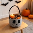 thumbnail image 6 of Halloween Treat Bags Trick or Treat Skull Cotton Rope Woven Candy Basket Bucket Handheld Small Gift Goodie 9.8in for Kids Party by MPOISVA, 6 of 7