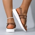 thumbnail image 4 of Slingback Sandals for Women Thick Soft Sole Cushion Slides Trendy Splice Open Toe Summer Beach Shoes Brown Size 8.5, 4 of 7