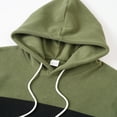 thumbnail image 6 of MELDVDIB Mens Color Block Hoodie Fleece Pullover Sweatshirt with Drawstring Hood Front Pocket for Winter Outdoor Wear Green 2XL, 6 of 9