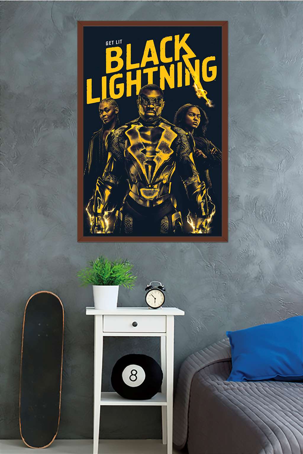 DC Comics TV - Black Lightning - Key Art Wall Poster, 22.375" x 34", Framed