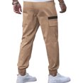 thumbnail image 3 of LWavelet Mens Slim Fit Cargo Pants Elastic Waist Multi Pocket Outdoor Casual Pants Khaki 2XL, 3 of 3