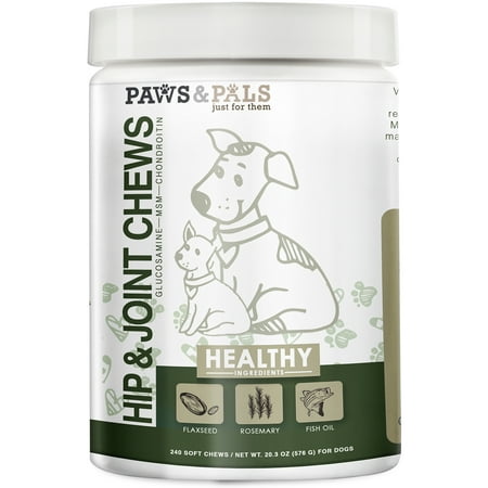 OxGord Glucosamine Chondroitin Hip Joint All Natural Soft Chews - 240ct Pet Supplement for Dogs Cat Advanced Level 2 Formula
