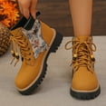 thumbnail image 7 of Shoes for Women Combat Boots Chunky Lug Sole Ankle Boots Women's Embroidery Fashionable Fall And Winter Style Super Eye-Catching Trendy Workwear Short Boots Yellow 38, 7 of 7