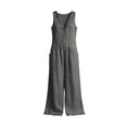 thumbnail image 7 of Guluxicc Jumpsuits for Women Sleeveless Wide Leg V Neck Ruffled Linen Romper One Piece Overall Comfy Beach Vacation Clothes, 7 of 7