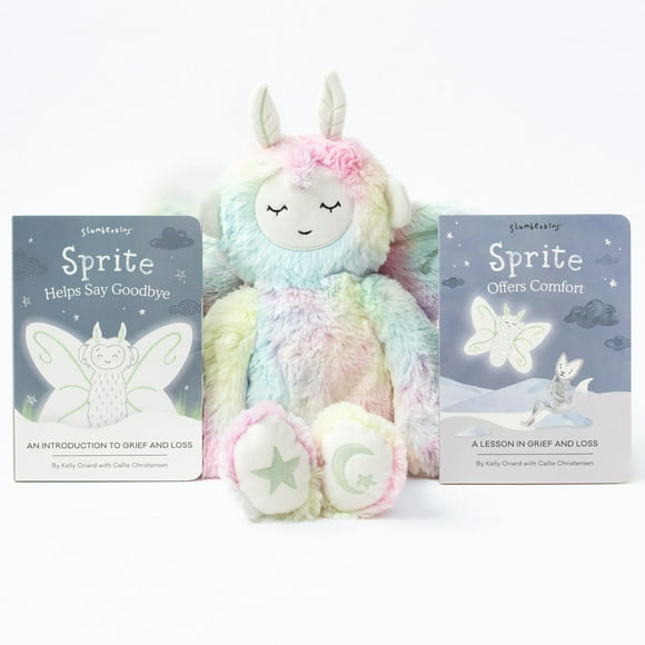 Slumberkins 14" Rainbow Sprite Kin & 2 Board Books Complete Set Bundle | Supports Grief & Loss, Acceptance & Resilience | Social Emotional Tools for Ages 0+ (Rainbow Sprite Kin Plush + 2 Board Books)