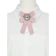 thumbnail image 4 of INSPIRE CHIC Womens Ribbon Brooch Elegant Bowtie Rhinestone Bow Ties for Uniform Dress Pink, 4 of 5