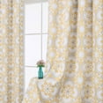 thumbnail image 4 of Medallion Blackout Curtains, Floral Print Thermal Insulated Blackout Window Curtains for Bedroom,Grommet Top Curtains, W52 x L84 Inch, 2 Panels, Yellow/Grey, 4 of 7