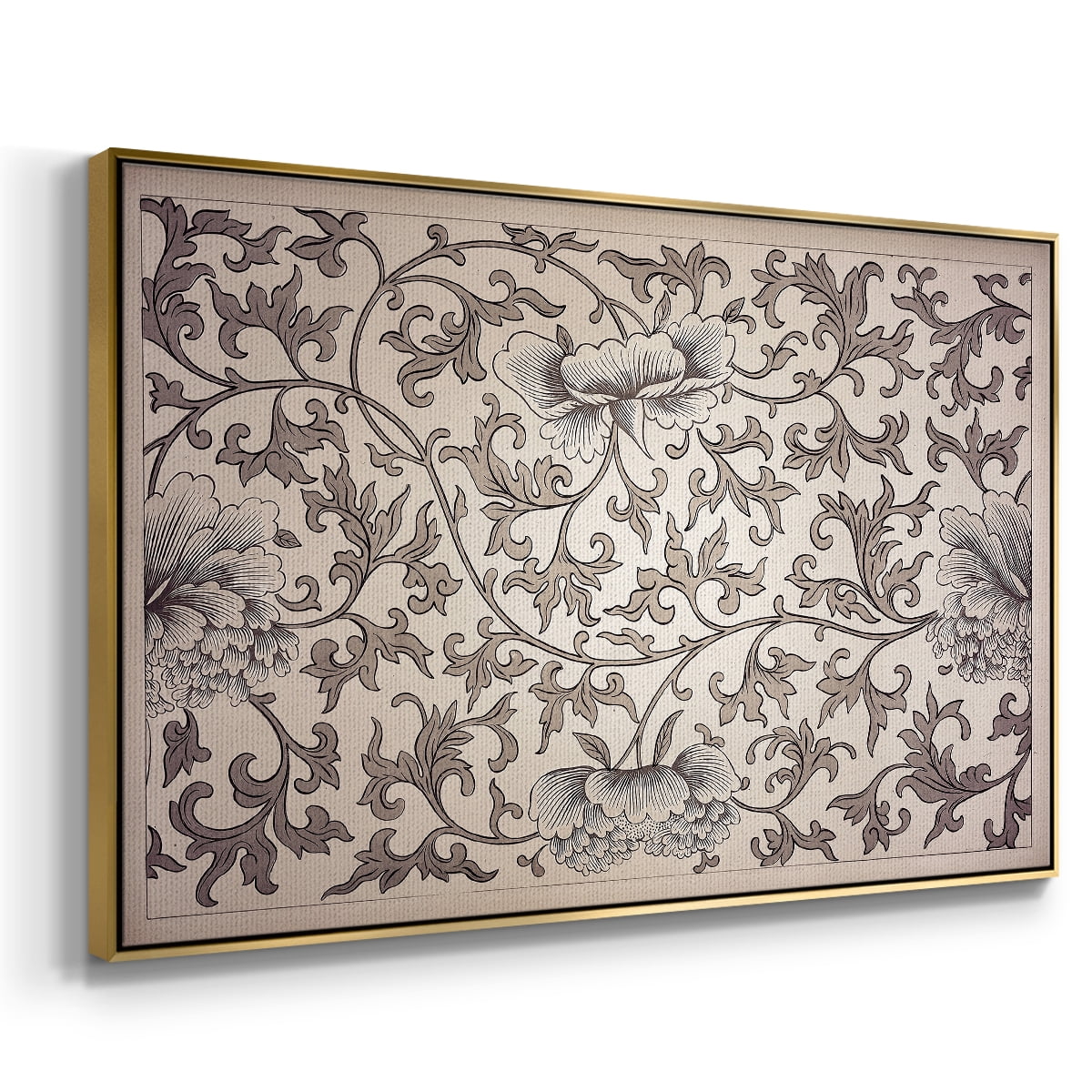 Vintage Abstract Print-XXIV Framed in Gold Wood Gallery Wrapped Canvas 27 in. x 41 in.