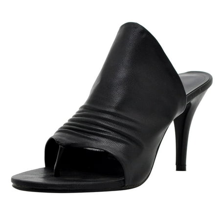 

GNEIKDEING Women Comfortable Casual Solid Color Slip On High Heels Peep Toe Sandals Single Shoes Gift on Clearance