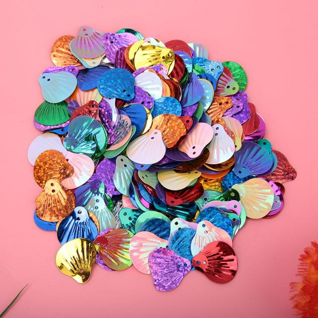 Sonew Shell Shape Decoration, Stitch Beads,50G DIY PVC Shell Shape Sequins Happy Birthday Party Clothes Supplies Accessories 18x20mm