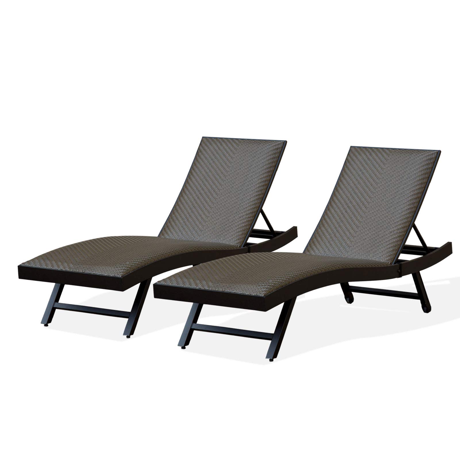 Outdoor Chaise Lounge Set, Domi 2PCS Aluminum Patio Padded Quick Dry Foam Wicker Lounge Chair - image 1 of 8