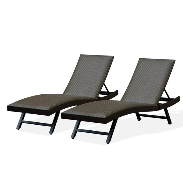 Outdoor Chaise Lounge Set, Domi 2PCS Aluminum Patio Padded Quick Dry Foam Wicker Lounge Chair