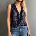 thumbnail image 3 of Boho Tank Tops for Women Summer Lightweight Mesh Half Zip Ruffle V Neck Sleeveless Shirt Casual Blouse, 3 of 6