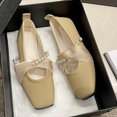 thumbnail image 6 of Lufly Small Fragrant Style Round-toe Pearl French Retro Mary Shoes For Women Flat Shallow Mouth Gentle Patent Leather Spring, 6 of 7