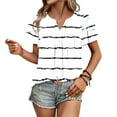 thumbnail image 4 of Women's Gingham Check Blouse V-Neck Short Sleeve Top with Flounce Sleeve and Ruffle Detail Casual Spring Summer Fashion, 4 of 7
