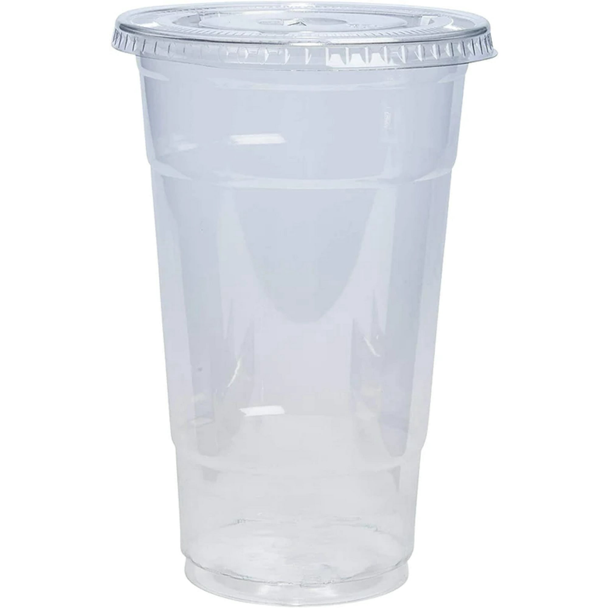 16 Oz Clear Plastic PET Cups With Flat Lid & Straw Qty 1000 - Walmart.com