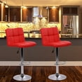 thumbnail image 6 of Dkelincs Modern PU Leather Swivel Bar Stools Set of 2  Counter Height Bar Stools Square Bar Height Stools Height Adjustable Bar Chairs with Chrome Base & Footrest, Red, 6 of 7