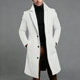 thumbnail image 2 of Long Trench Coat Mens Slim Fit Notched Lapel Single Breasted Pea Coat with Pocket Mid Length Winter Overcoat (XL, White), 2 of 4