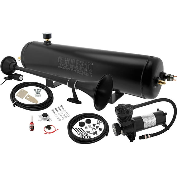 Vixen Horns Train Horn Kit for Trucks/Car/Semi. Complete Onboard System- 200psi Air Compressor, 3 Gallon Aluminum Tank, 1 Trumpet. Super Loud dB. Fits Vehicles like Pickup/Jeep/RV 12v VXO4830AB/1164B