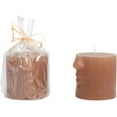 thumbnail image 5 of Creative Co-Op Unscented Face Pillar, Cappuccino Candles, 3" L x 3" W x 3" H, Brown, 5 of 5