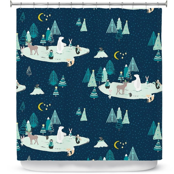 Shower Curtains 70" x 93" from DiaNoche Designs by Metka Hiti - Wildlife Night Ice Skating I